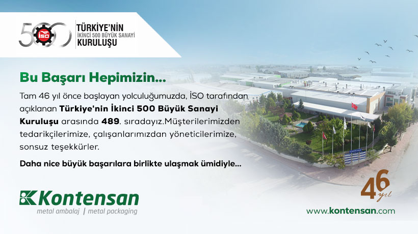 Kontensan, İSO İkinci 500 Listesinde 489. Sırada Yer Aldı