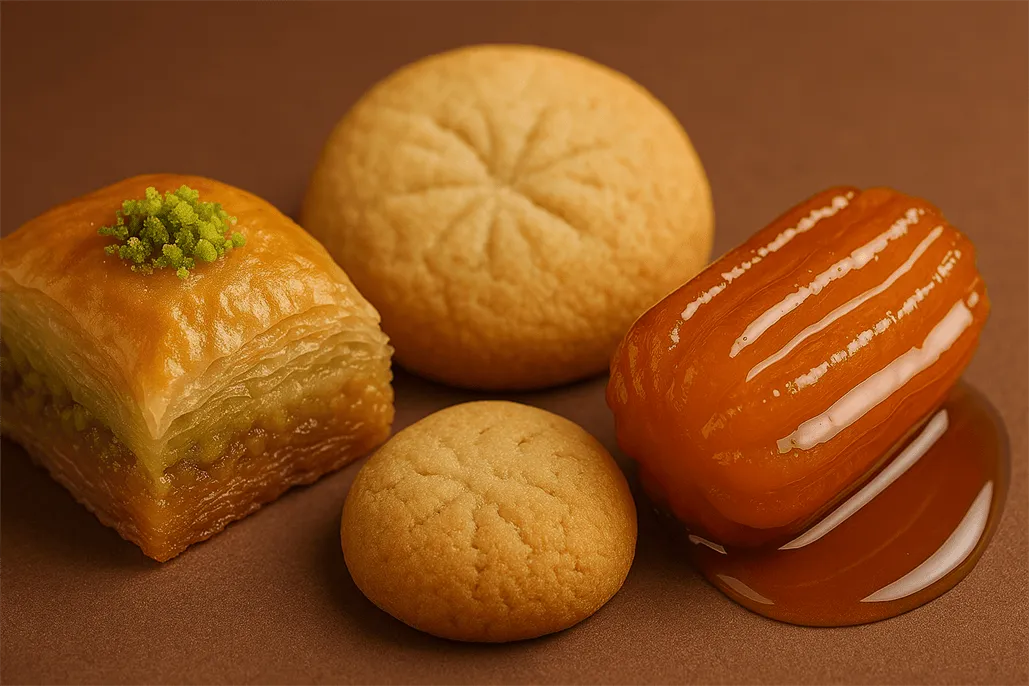 Cookies, Baklava, and Syrup-Based Dessert Tin Boxes