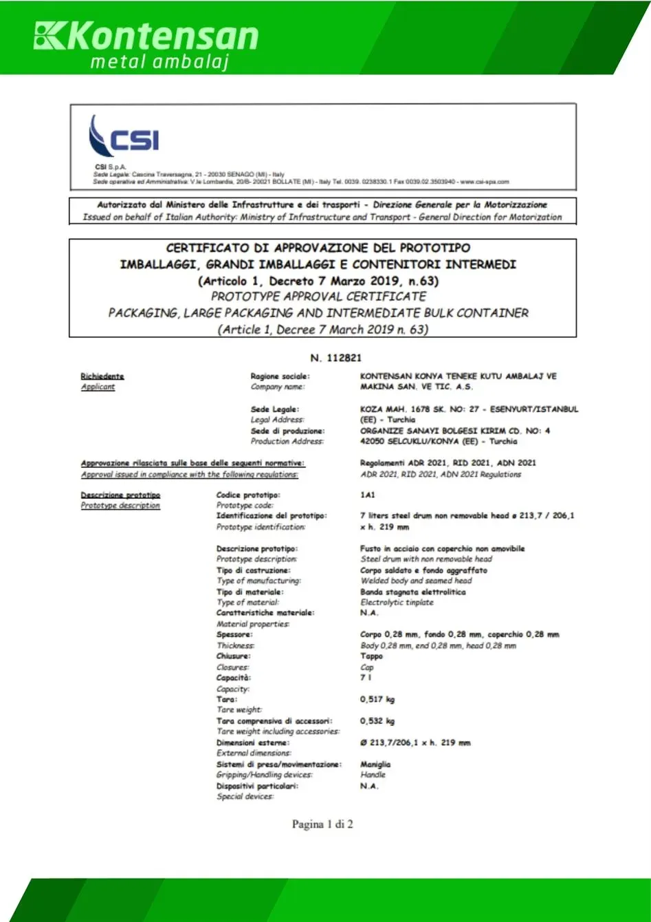 7 L Varil ADR